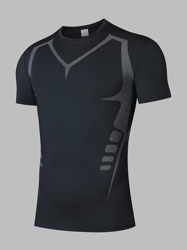 "Ademend heren Muscle Fit sport T-shirt, compressie, strak design, kuitervolg hoge performance, ideaal voor training."