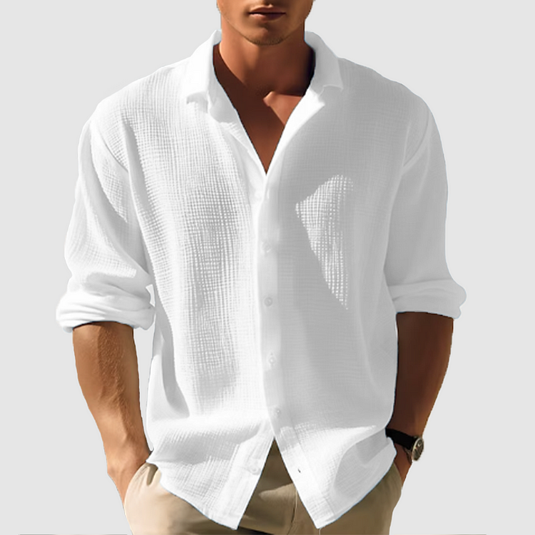 Stijlvol heren overhemd voor de zomer, soepel ademend materiaal. Perfect voor warme dagen.