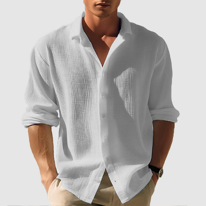 Casual heren overhemd met korte mouw, ademend en comfortabel voor een relaxte zomerse outfit.