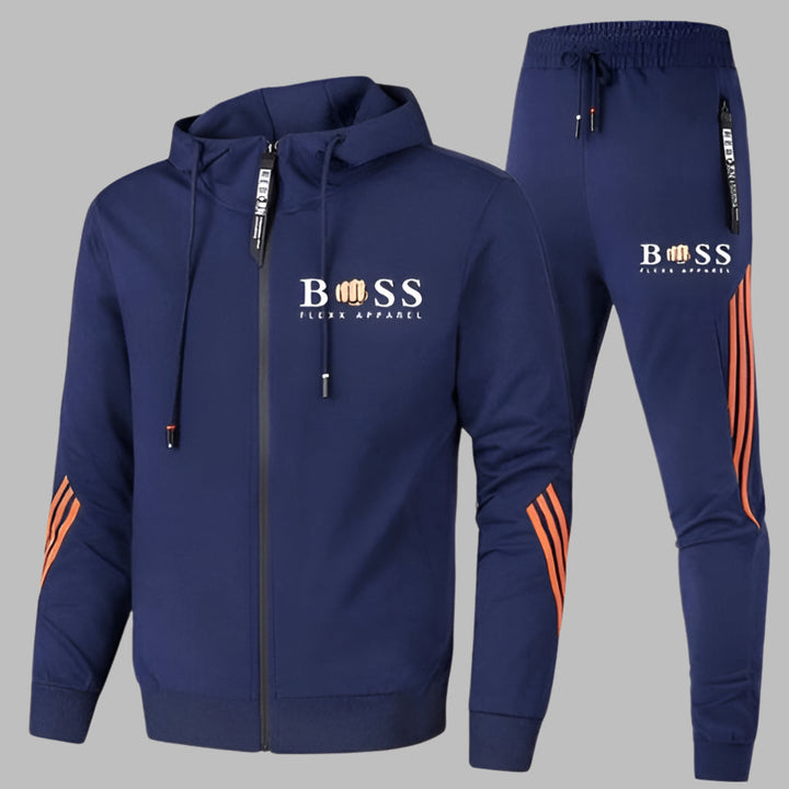 "Ademend polyester trainingspak voor heren, lichtgewicht set met jack en broek, ideaal voor sportieve dagen."