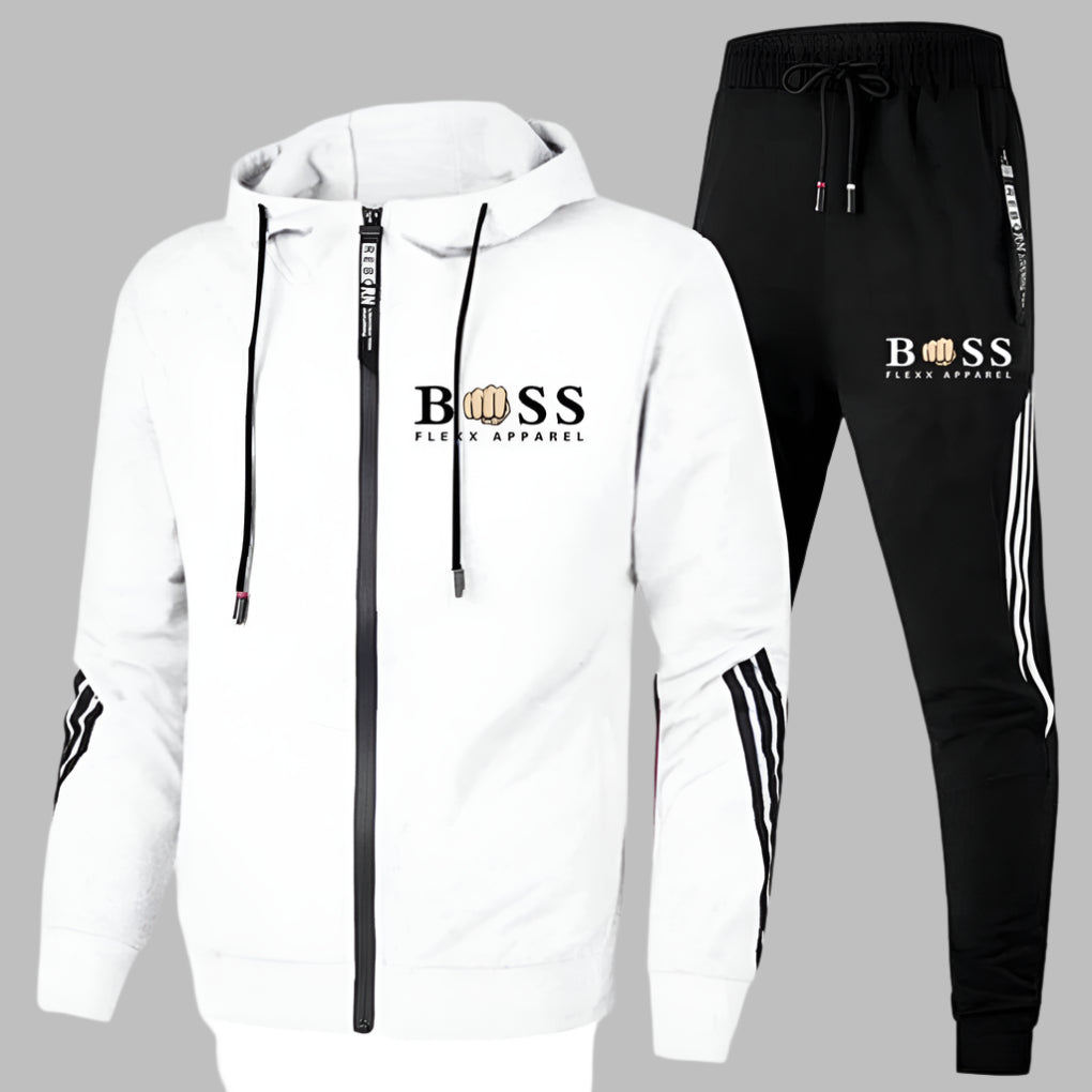 "Ademend polyester trainingspak voor heren, lichtgewicht set met jack en broek, ideaal voor sportieve dagen."