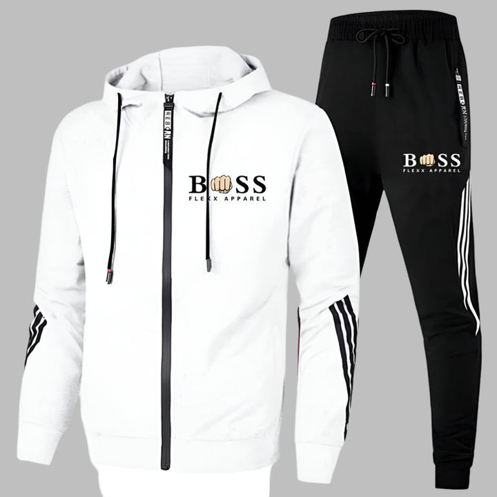 "Ademend polyester trainingspak voor heren, lichtgewicht set met jack en broek, ideaal voor sportieve dagen."