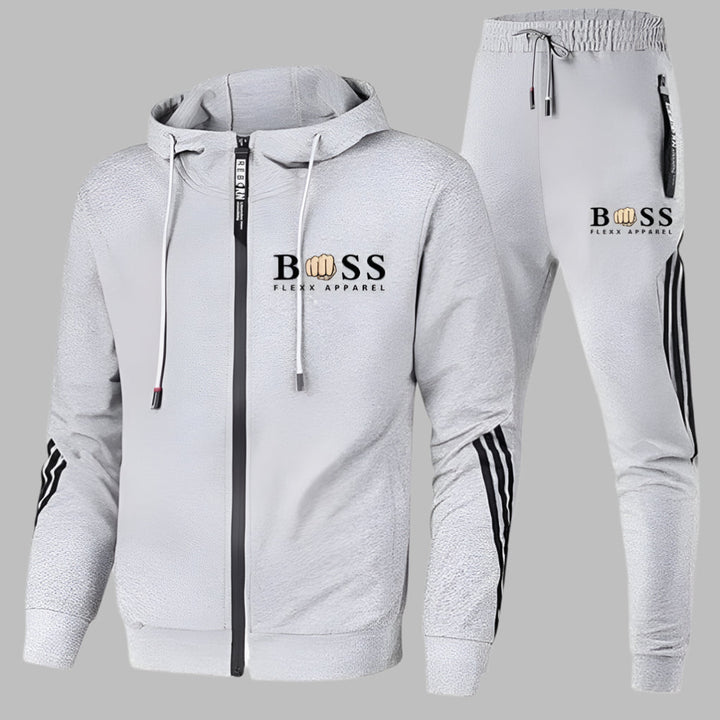 "Ademend polyester trainingspak voor heren, lichtgewicht set met jack en broek, ideaal voor sportieve dagen."