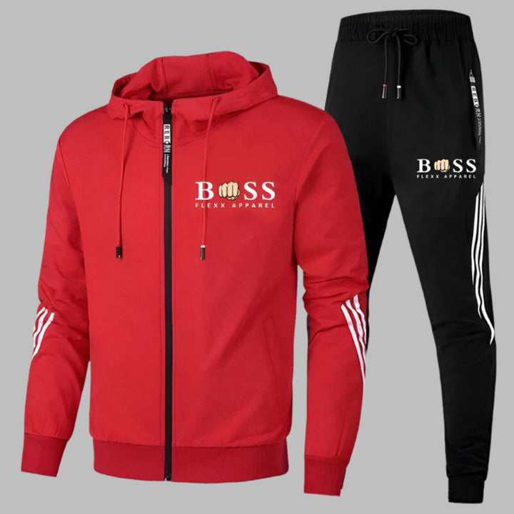 "Ademend polyester trainingspak voor heren, lichtgewicht set met jack en broek, ideaal voor sportieve dagen."