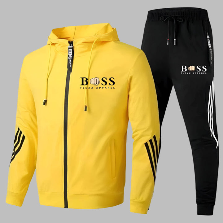 "Ademend polyester trainingspak voor heren, lichtgewicht set met jack en broek, ideaal voor sportieve dagen."