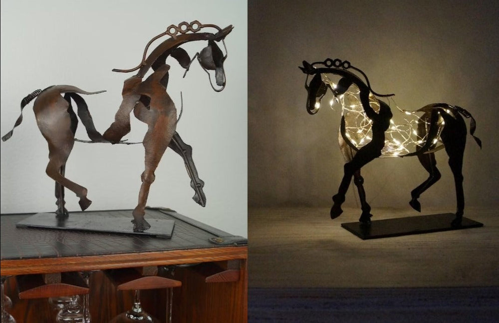Aurora Wonen metalen paard beeldje, modern interieur decoratie object cadeau