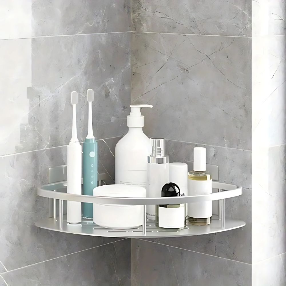 Zelfklevend aluminium badkamerrek voor douche, roestvrij en praktisch.