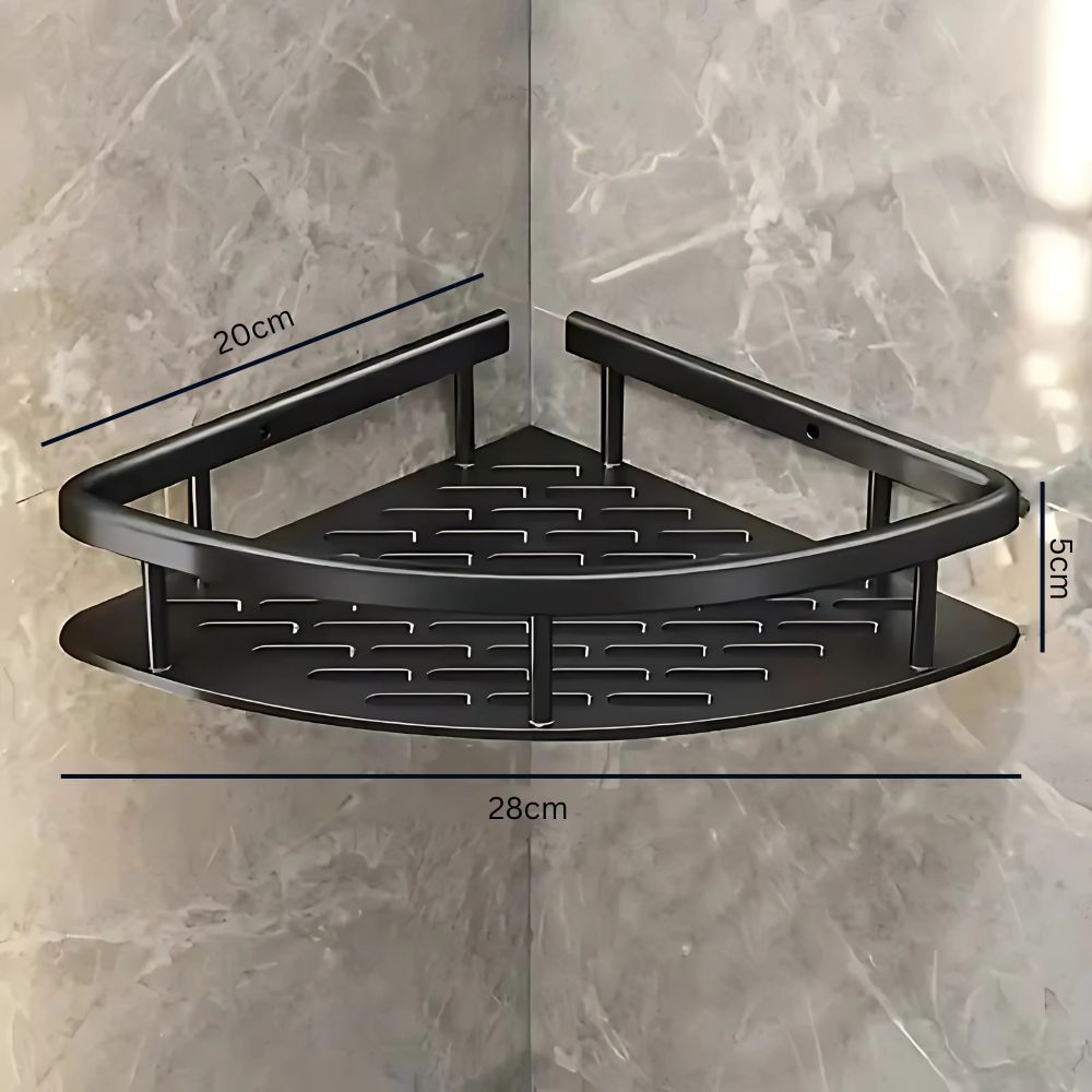 Glanzend aluminium doucheplankje, zelfklevend te monteren, voor badkameraccessoires.