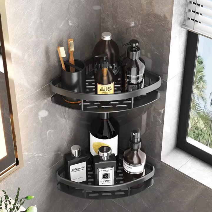 Stijlvol aluminium wandrek voor de douche, zelfklevend, maximaliseert opbergruimte.