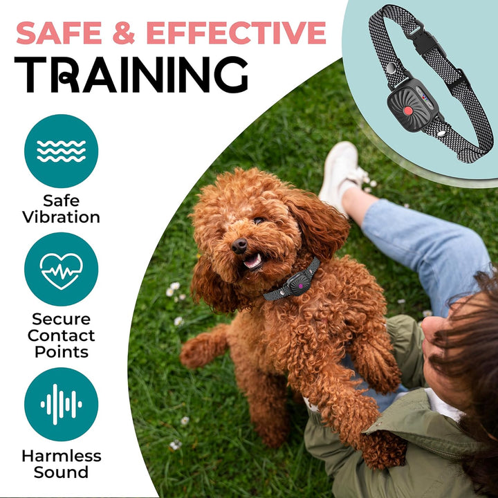 Compacte anti-blaf halsband voor kleine honden, helpt bij het verminderen van overmatig blaffen.