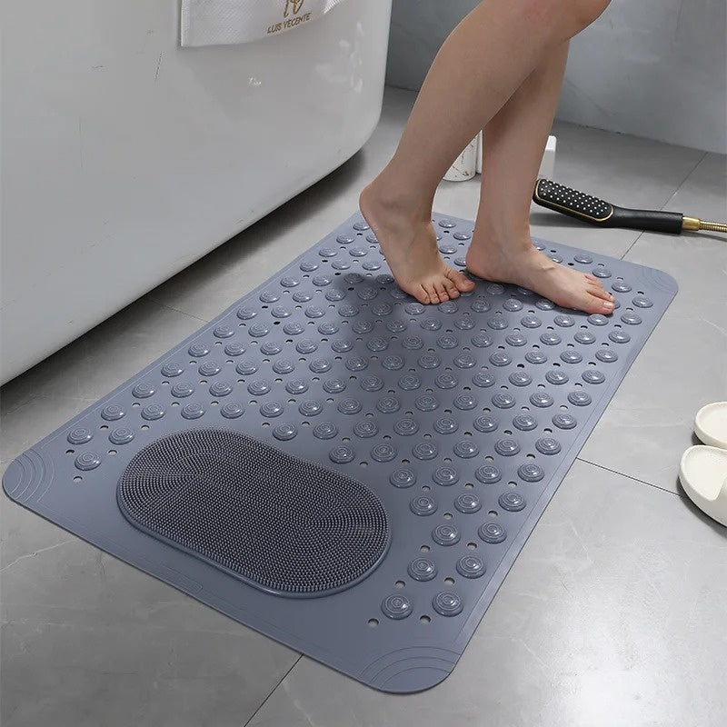 "Antislip douchemat met voetenscrub, biedt veiligheid en comfort, grijs, PVC, ideaal voor elke badkamerstijl en doucheroutine