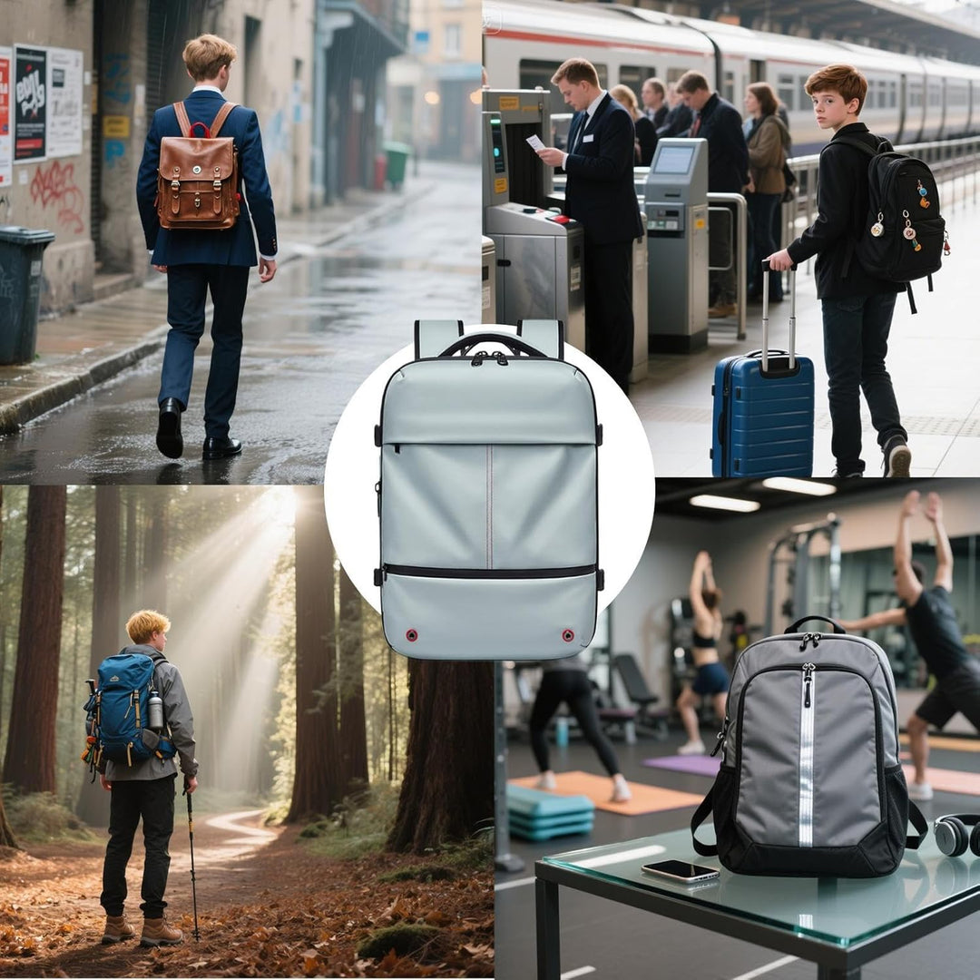 Arvid travel backpack met ingebouwde organizer, vacuümcompressie en waterdichte stof.