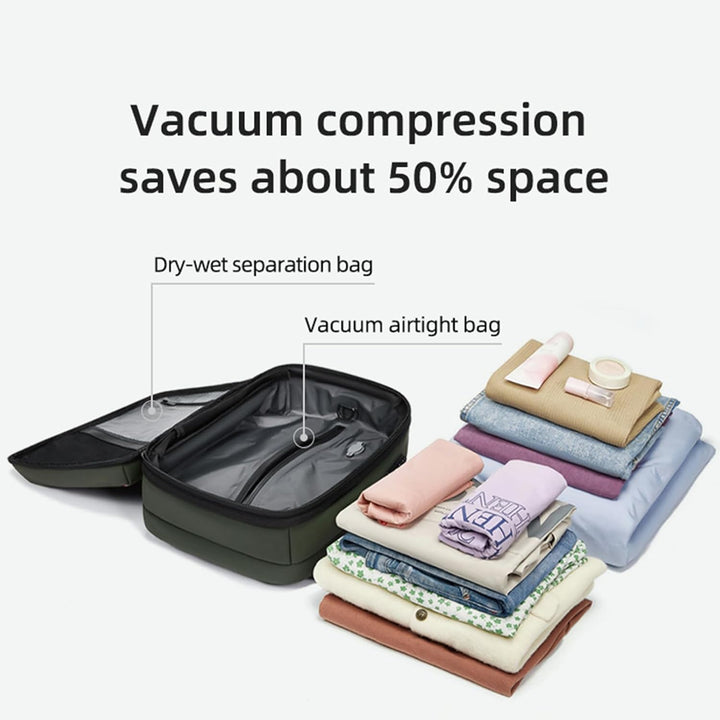 Waterdichte Arvid rugzak, unisex model met vacuümcompressie voor extra bagageruimte.