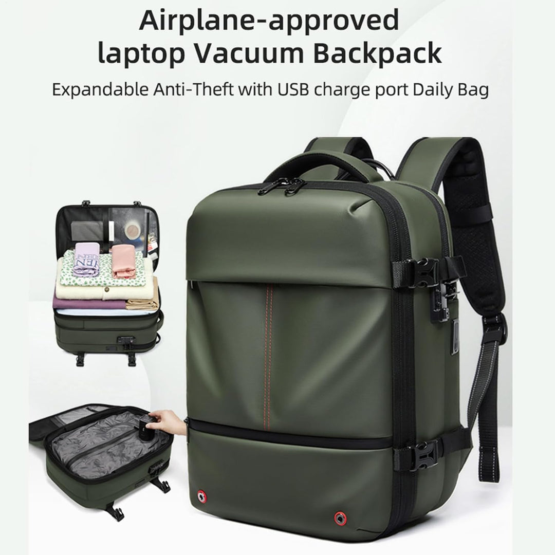 Slimme Arvid backpack: unisex, waterdicht, uitbreidbaar en met handige vacuümcompressie.