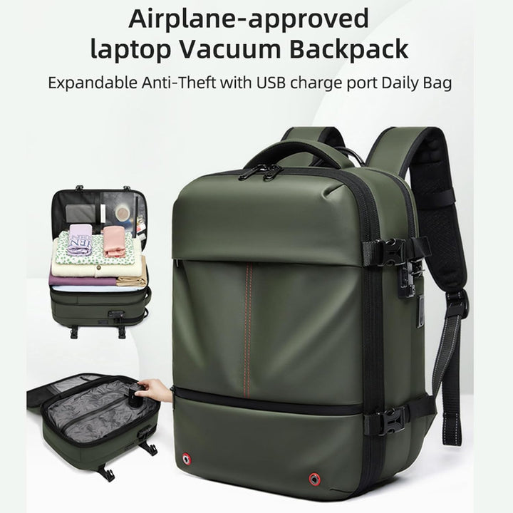 Slimme Arvid backpack: unisex, waterdicht, uitbreidbaar en met handige vacuümcompressie.