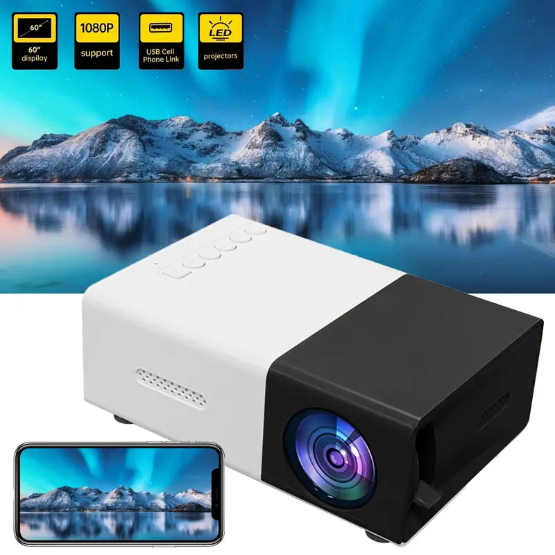 De Aurora projector op statief, veelzijdig inzetbaar voor entertainment of zakelijk gebruik.