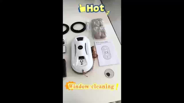 "Automatische raamreiniger met microvezel pads en afstandsbediening voor streeploze glans, geschikt voor grote ramen."