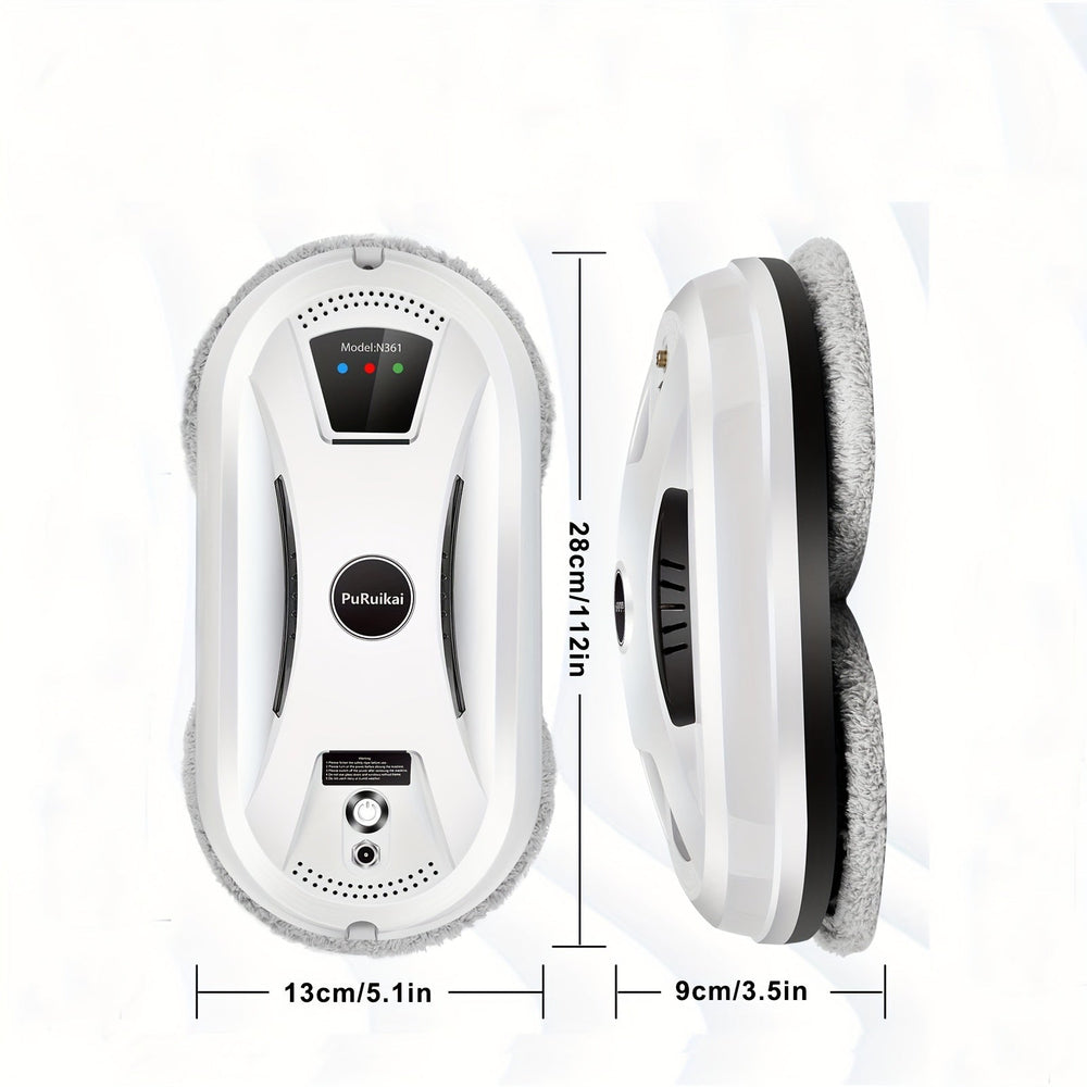 "Automatische raamreiniger met microvezel pads en afstandsbediening voor streeploze glans, geschikt voor grote ramen."