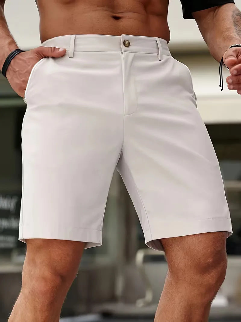 Veelzijdige beige heren casual shorts, comfortabel en duurzaam voor zomerse uitjes en vrijetijdskleding.