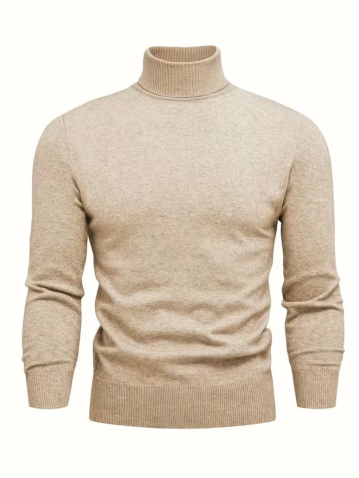 Stijlvolle beige heren coltrui, ideaal voor smart casual outfits en winterkleding.