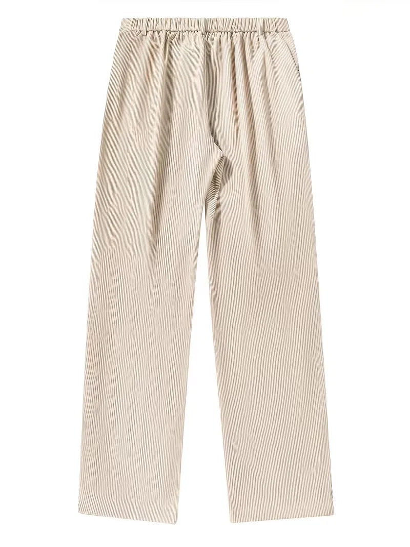 Heren pantalon in beige corduroy met klassieke rechte pijp, perfect voor dagelijks gebruik.