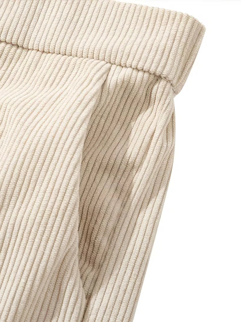 Stijlvolle heren corduroy pantalon (beige) met rechte pijp, comfortabel voor elke gelegenheid.