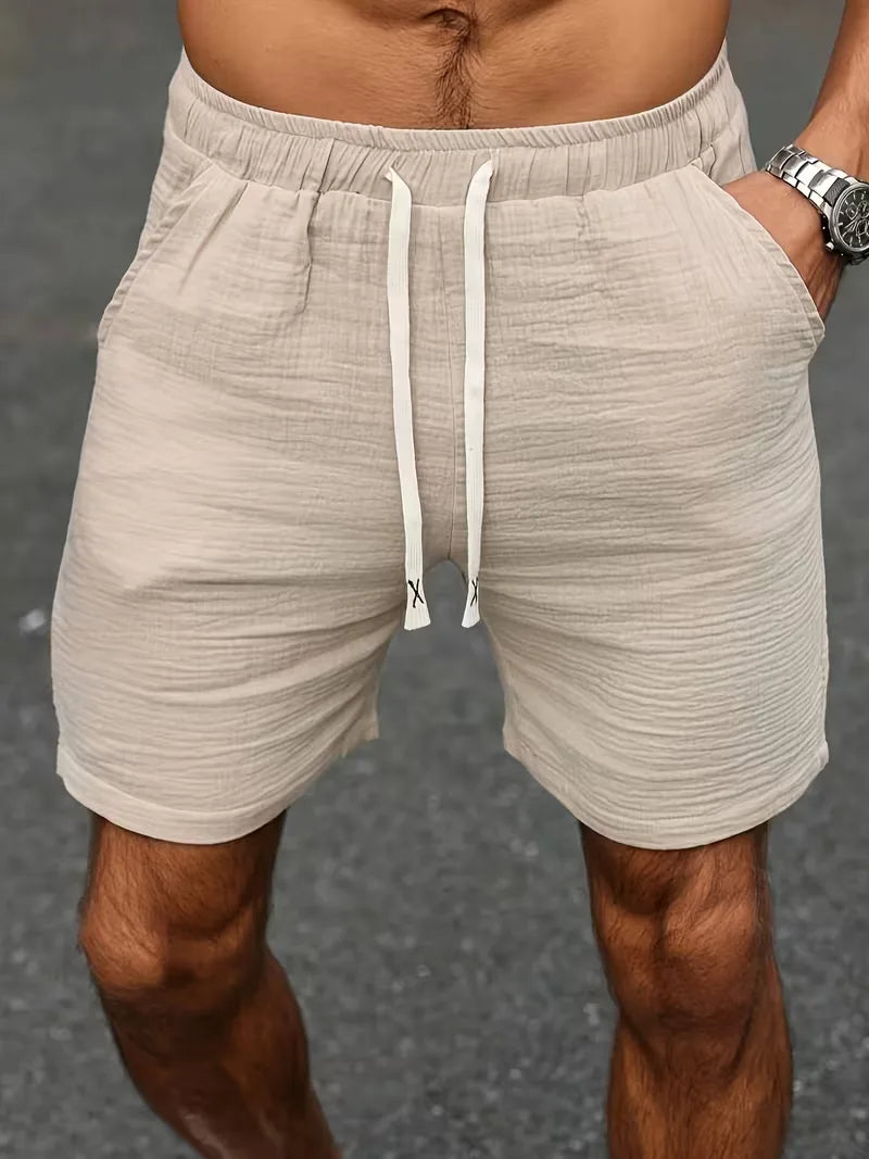 Lichte heren shorts in beige voor de zomer, met elastische taille voor ultiem comfort tijdens casual activiteiten.