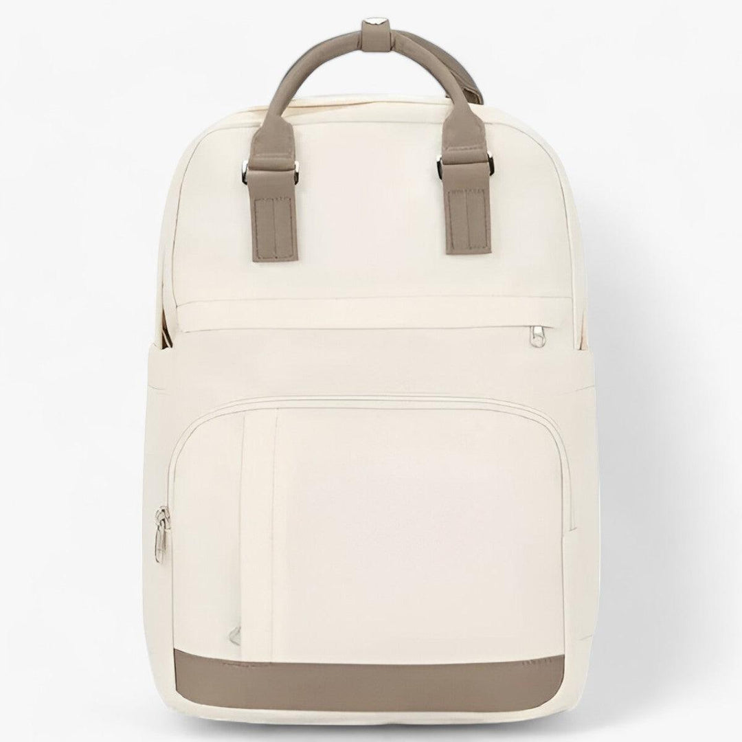 Beige unisex stedelijke waterdichte rugzak 'Mira' voor dagelijks gebruik; ideaal als schooltas of werktas.