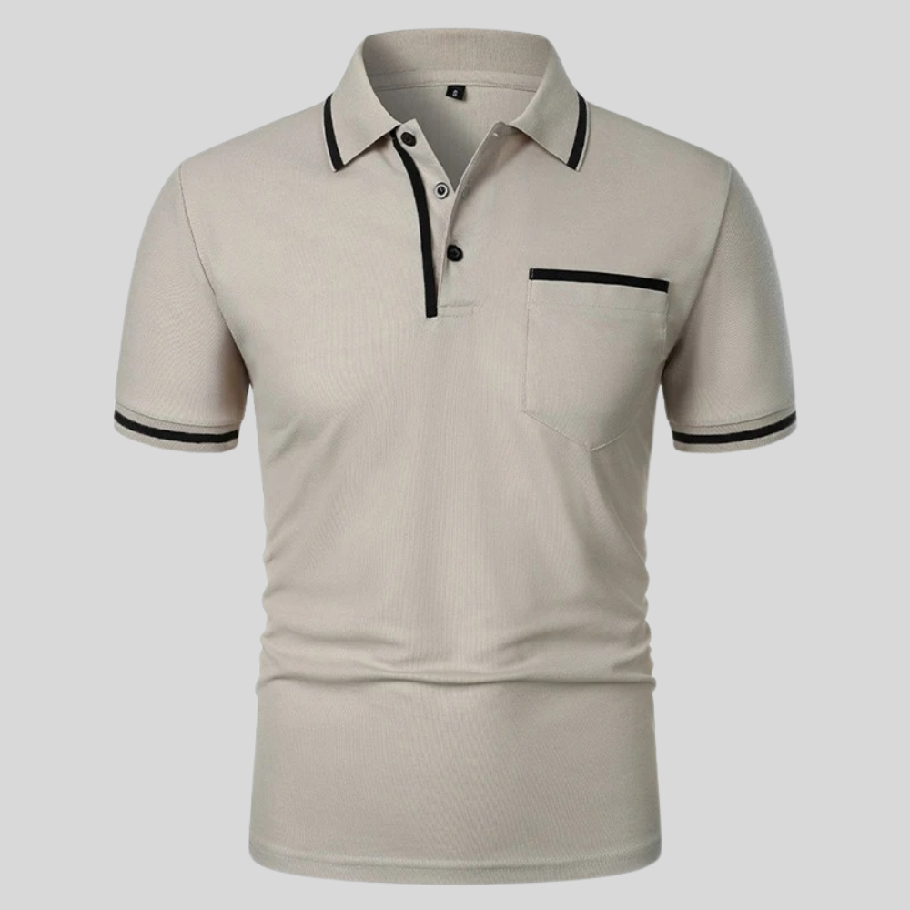 Stijlvolle herenpolo met korte mouwen en borstzak, ideaal voor casual zomerlooks.
