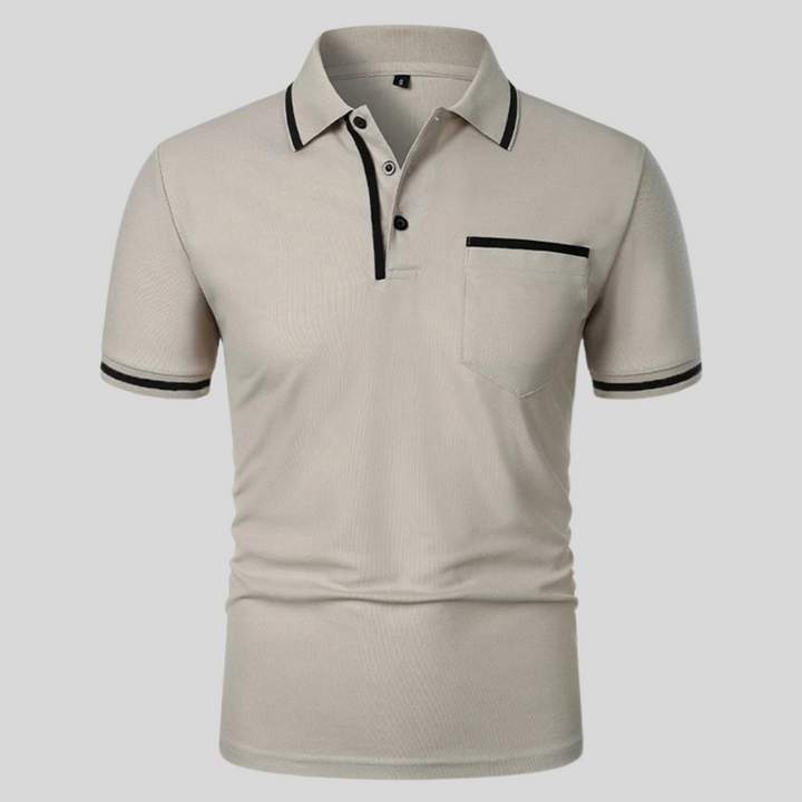 Stijlvolle herenpolo met korte mouwen en borstzak, ideaal voor casual zomerlooks.