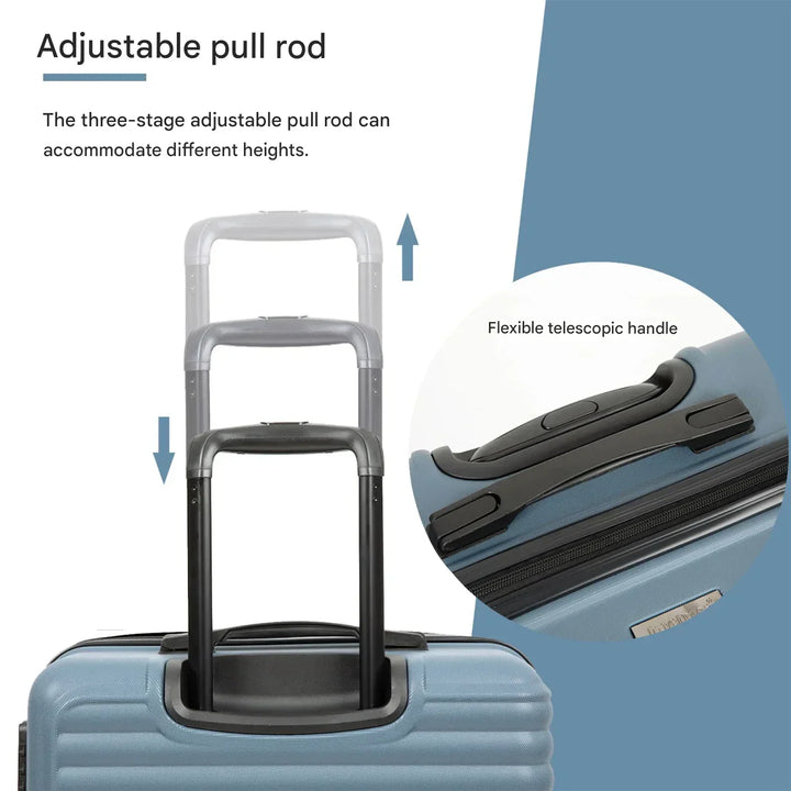 Veilige blauwe ABS koffer set met TSA slot, duurzame bagage voor zorgeloze vakanties.