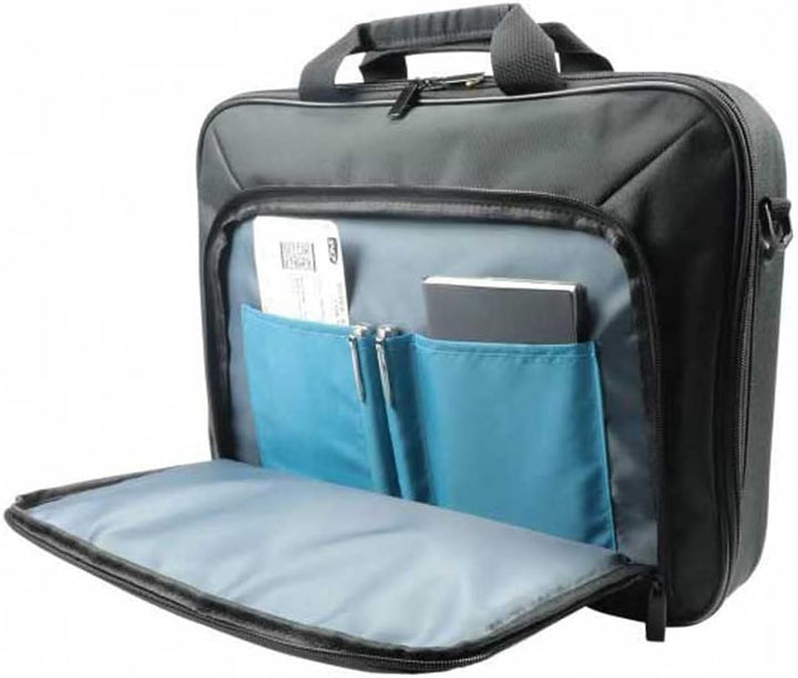 Stijlvolle blauwe clamshell laptophoes, 14-15.6 inch, biedt veilige organisatie en bescherming voor dagelijks gebruik.