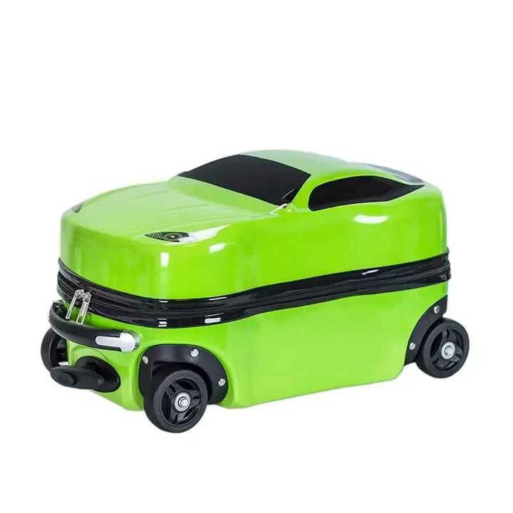 Duurzame hartschalen kinderkoffer met uniek 3D auto design, klaar voor elk kinderavontuur.