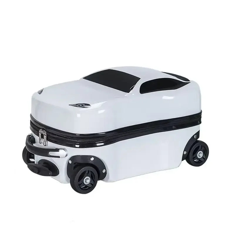 Coole auto kinderkoffer, geschikt voor zowel jongens als meisjes, ideaal als compacte handbagage.