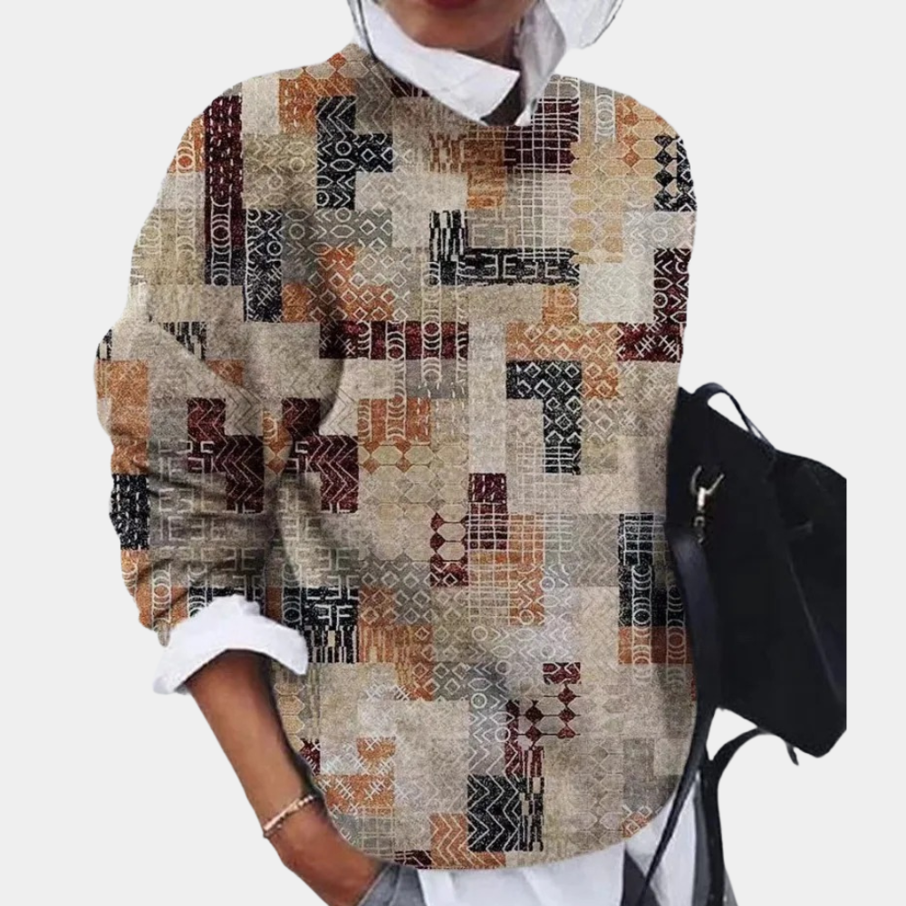 "Blauwe lichte zomertrui voor dames met trendy print, comfortabel en stijlvol, perfect voor veelzijdige outfits."