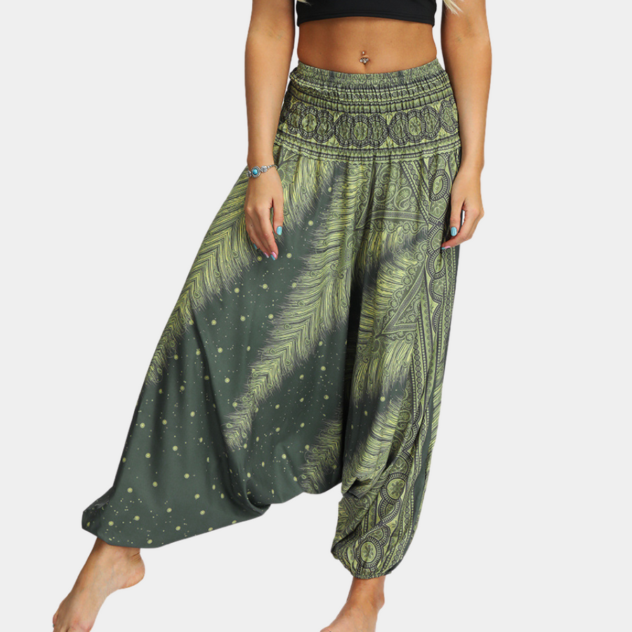 "Bohemian yoga broek voor dames, kleurrijke print, comfortabele pasvorm, elastische tailleband, stijlvol design."