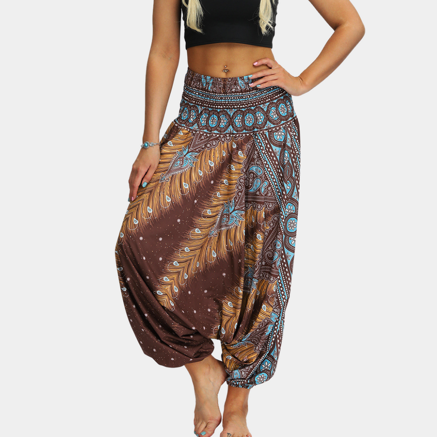 "Bohemian yoga broek voor dames, kleurrijke print, comfortabele pasvorm, elastische tailleband, stijlvol design."
