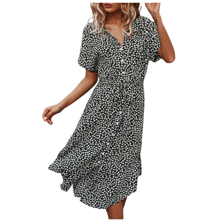 "Boho maxi-jurk met kleurrijke bloemenprint, luchtige stof, perfecte zomerkeuze voor zonnige dagen, bohemian stijl."