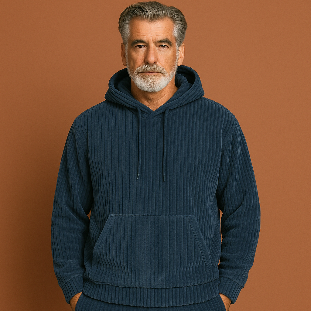 Moderne blauwe heren hoodie, super comfortabel en perfect voor een relaxte casual stijl.