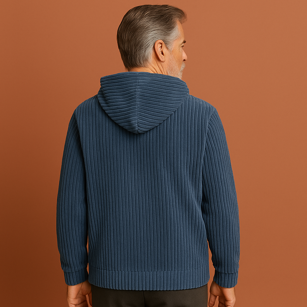 Beige heren hoodie: comfortabele relaxte pasvorm. Essentieel voor stijlvolle herfst-winter casual kleding.