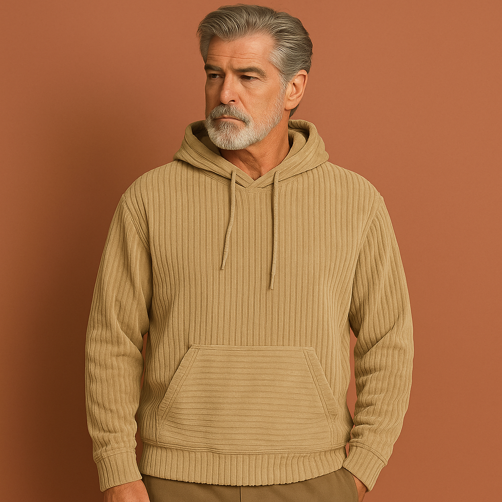 Heren hoodie met relaxte pasvorm, verkrijgbaar in bruin, blauw en beige. Ultiem comfort voor dagelijkse mode.
