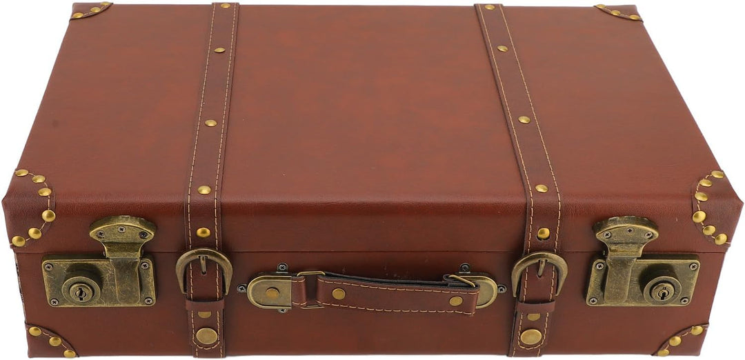 Prachtige bruine leren opberger koffer, vintage design met veiligheidsslot; multifunctioneel en retro.
