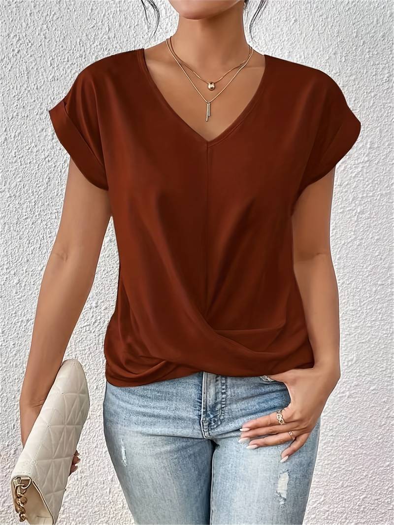 Wit Cara damesshirt, casual T-shirt met korte mouwen van zachte katoenmix, een zomerse basic.