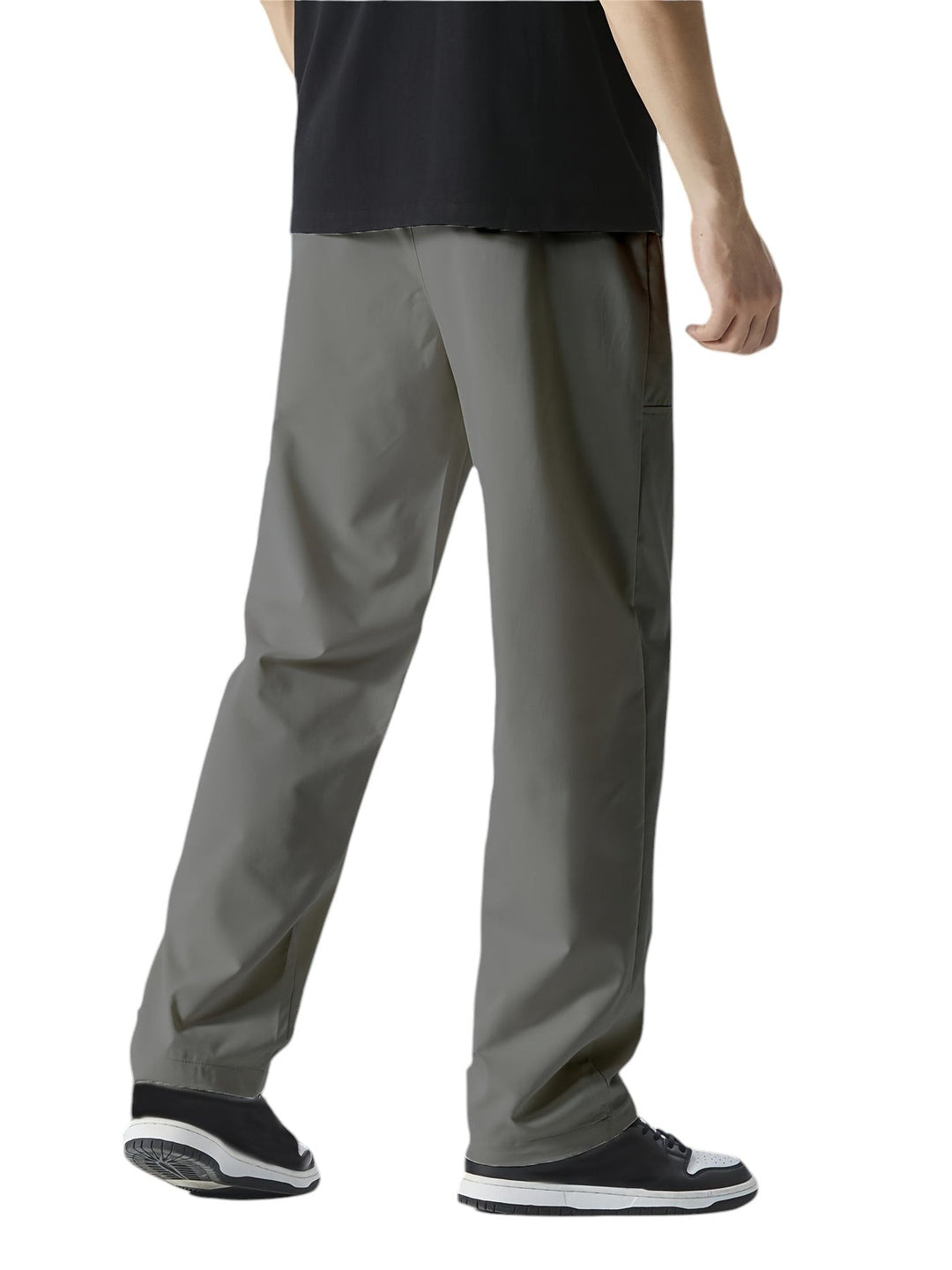 "Casual chique heren joggingbroek, donkergrijs, ademende stof, elastische tailleband met trekkoord, comfortabele pasvorm."