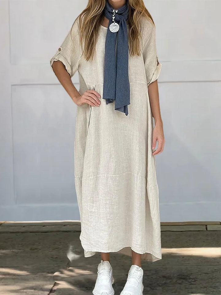 Perfecte zomer jurk: casual dames midi blouse jurk. Stijlvol en comfortabel voor zowel dagelijks als feestelijk.