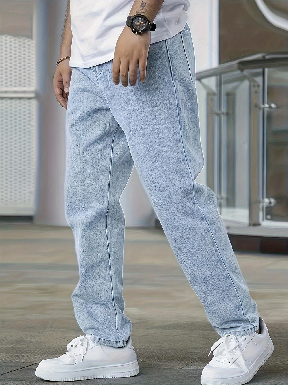 Casual lichte washed heren jeans met rechte pijpen, veelzijdig en stijlvol ontwerp voor dagelijks comfort en modieuze uitstra