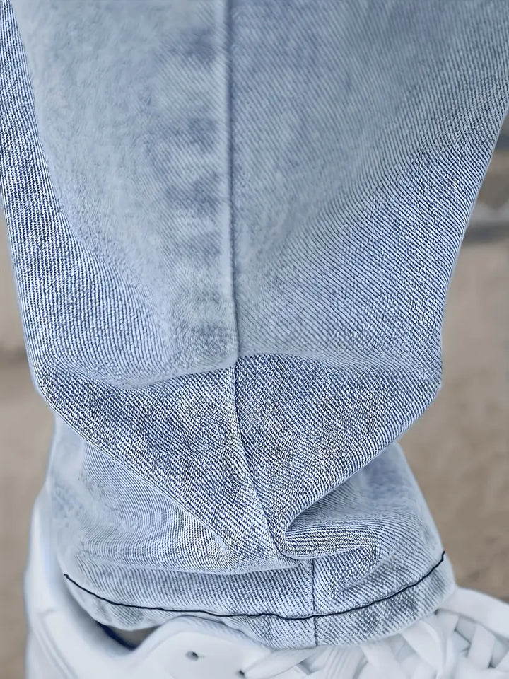 Casual lichte washed heren jeans met rechte pijpen, veelzijdig en stijlvol ontwerp voor dagelijks comfort en modieuze uitstra