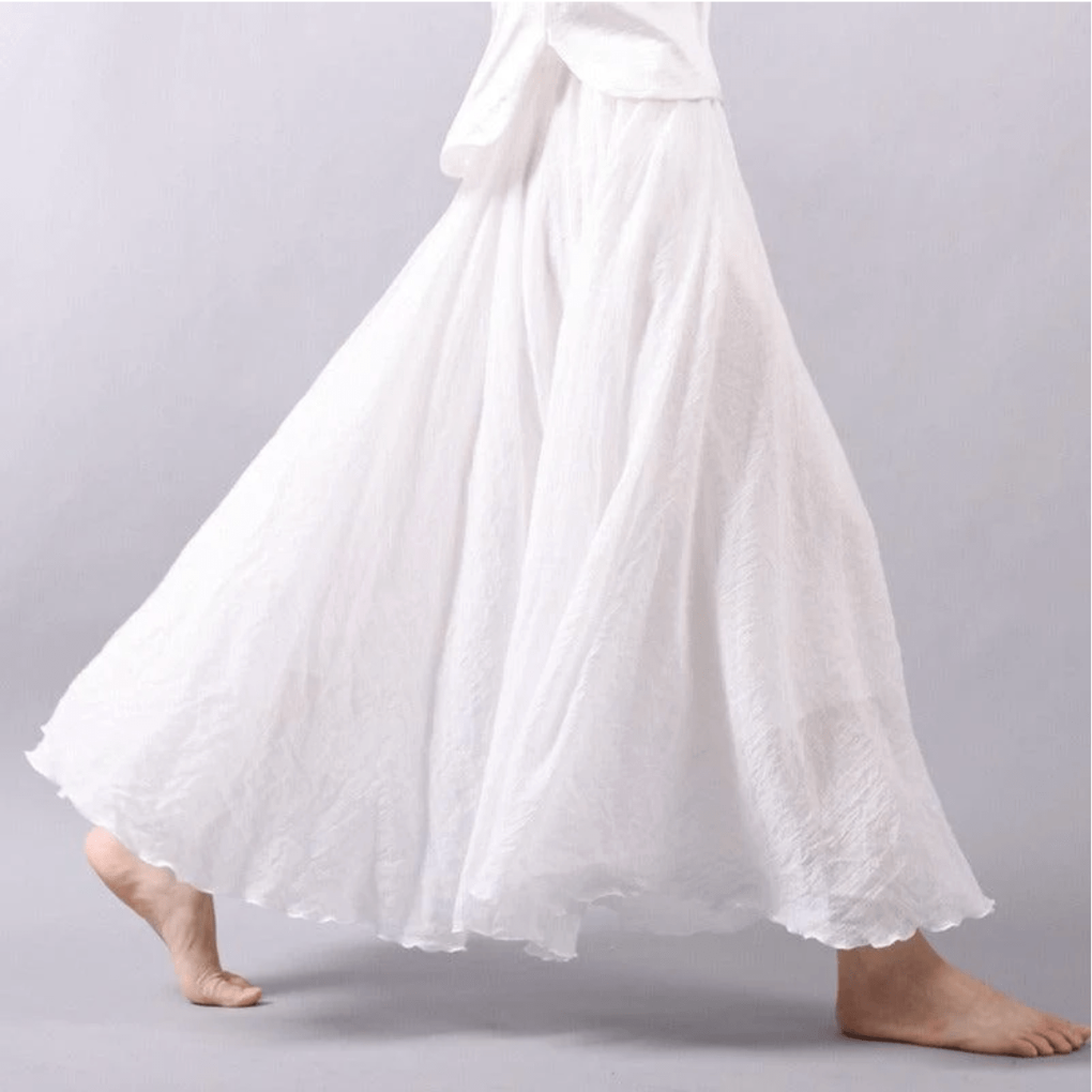 Chique linnen maxi rok voor dames, elegant en ademend, perfect voor zomerse dagen of strand.