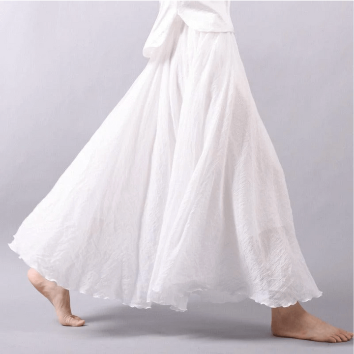 Chique linnen maxi rok voor dames, elegant en ademend, perfect voor zomerse dagen of strand.