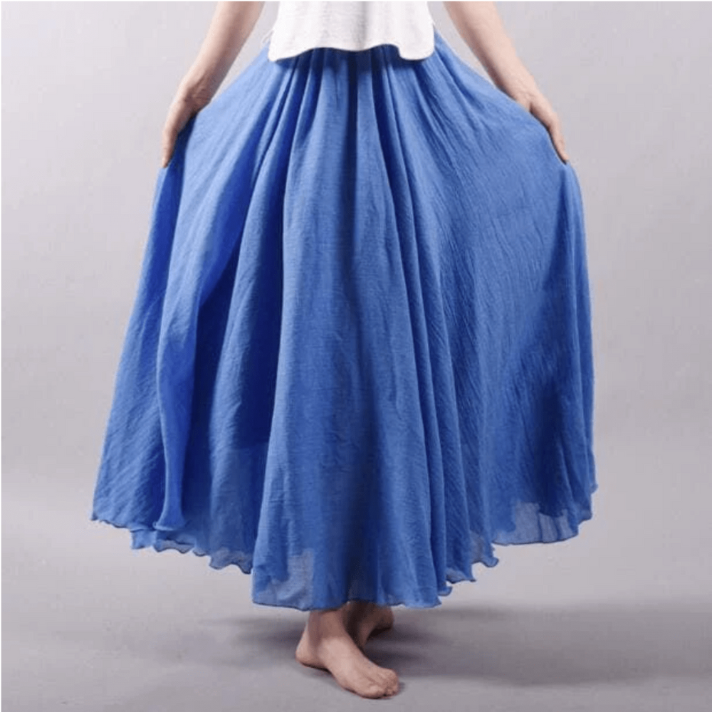 Bohemian dames linnen maxi rok, casual en comfortabel, ideaal als zomerrok of strandkleding.